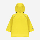 The back of a yellow Puddleflex Waterproof Fleece Lined Jacket. The coat has a hood and a few buttons at the back of the neck.
